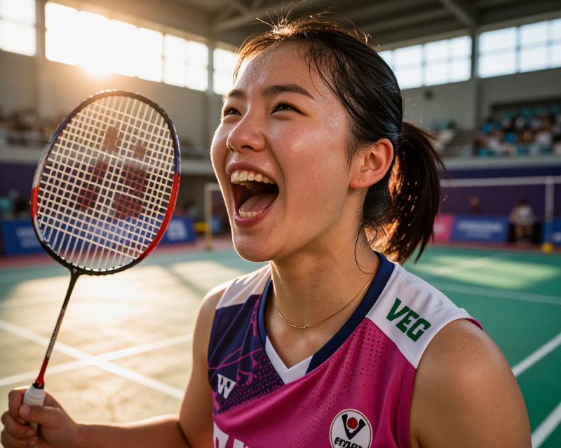 Victory Moment of Badminton Champion