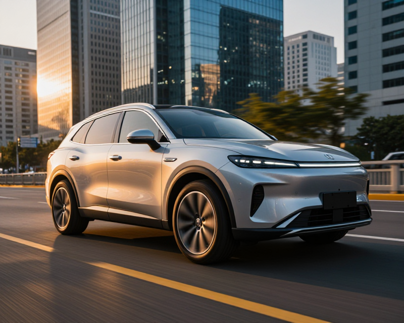 Dynamic Kia SUV in Seoul Urban Landscape