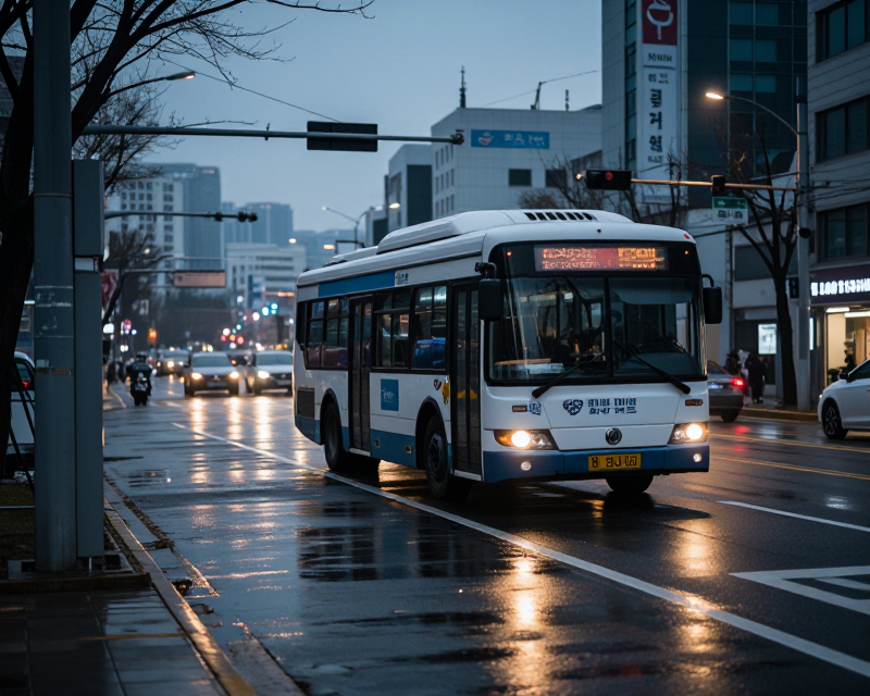 Seoul City Bus at Gloomy Dawn